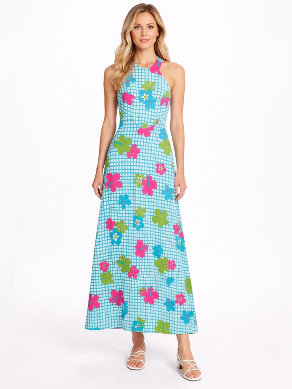 Vintage Nalii Honolulu Hawaiian Dress Womens XS Retro 60s 70s Floral Maxi Boho